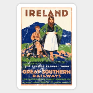 Ireland Vintage Distressed Travel Poster Sticker